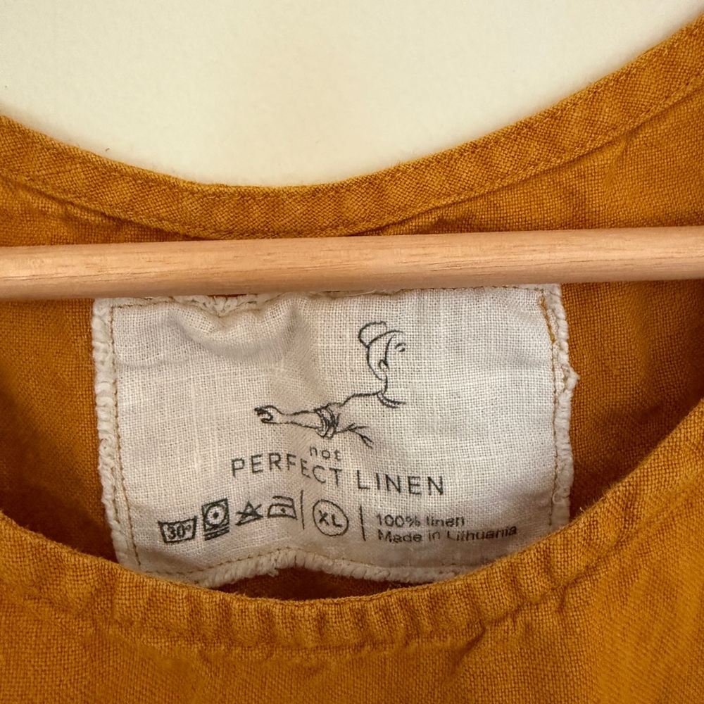 Not Perfect Linen Prague Swing Linen Tank Top, XL, saffron - Picture 3 of 3